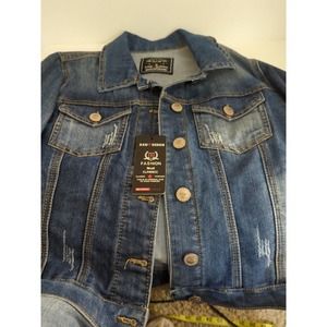 Women's Raw 7 Design Blue Denim Jacket New